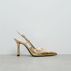 Preloved Metallic Slingback Heels by Zara. Worn only once. Almost like new.